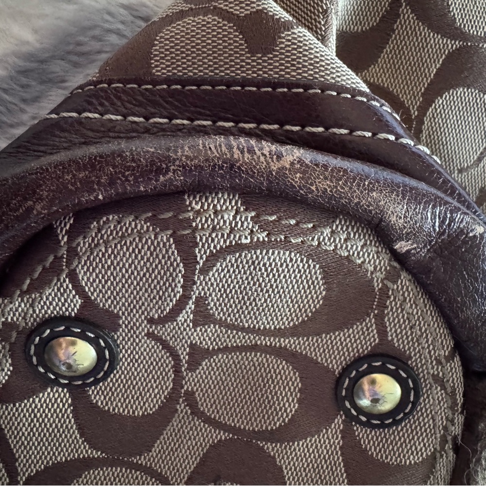 Vintage Brown and Tan Patchwork Coach Bag - Picture 6 of 9